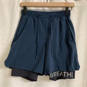 Lululemon Men’s BREATHE REPEAT Lined running Short S Navy
